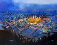 Shan Amrohvi, 30 x 36 inch, Acrylic on Canvas, Cityscape Painting, AC-SA-173